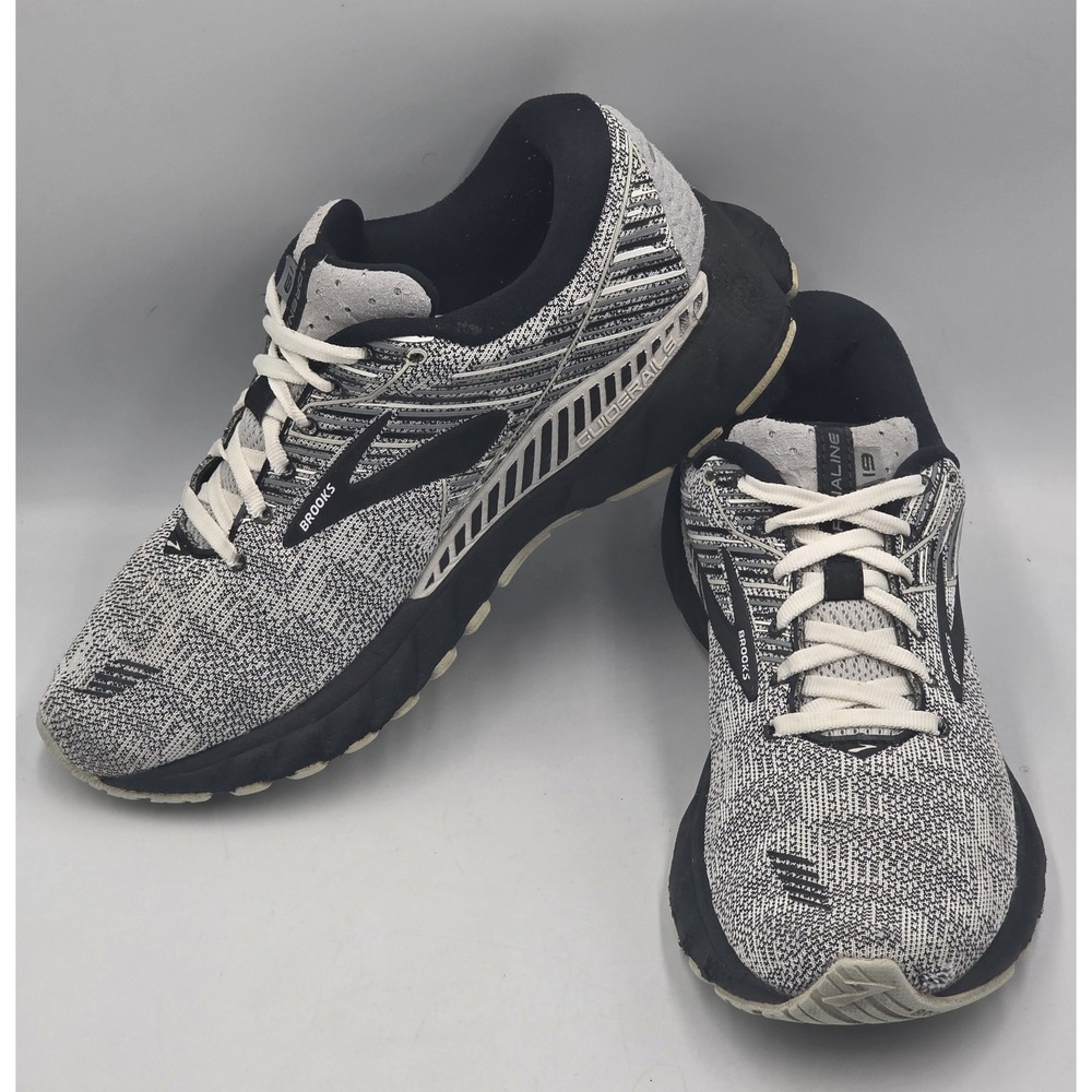Brooks Adrenaline GTS 19 Womens 9 B Shoes Heathered Black White Running Sneakers - Picture 6 of 12